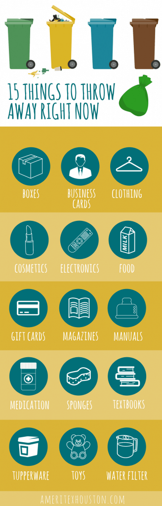 infographic of items to throw away to declutter before moving
